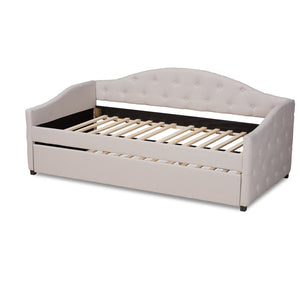 Baxton Studio Baxton Studio Becker Elegant Upholstered Daybed with Trundle - Chic Beige Fabric & Modern Design Twin Becker-Beige-Daybed-T/T