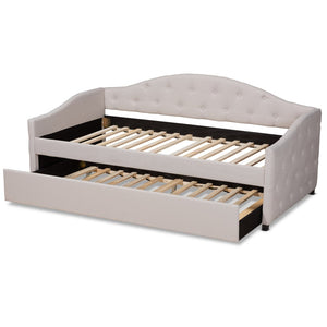 Baxton Studio Baxton Studio Becker Elegant Upholstered Daybed with Trundle - Chic Beige Fabric & Modern Design Twin Becker-Beige-Daybed-T/T