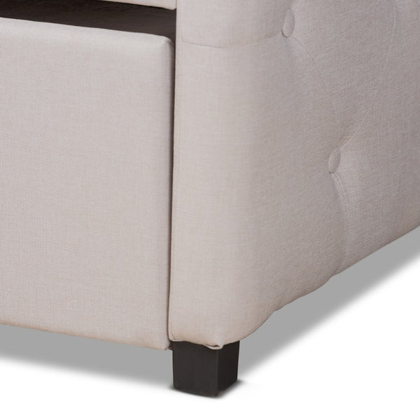 Baxton Studio Baxton Studio Becker Elegant Upholstered Daybed with Trundle - Chic Beige Fabric & Modern Design Twin Becker-Beige-Daybed-T/T