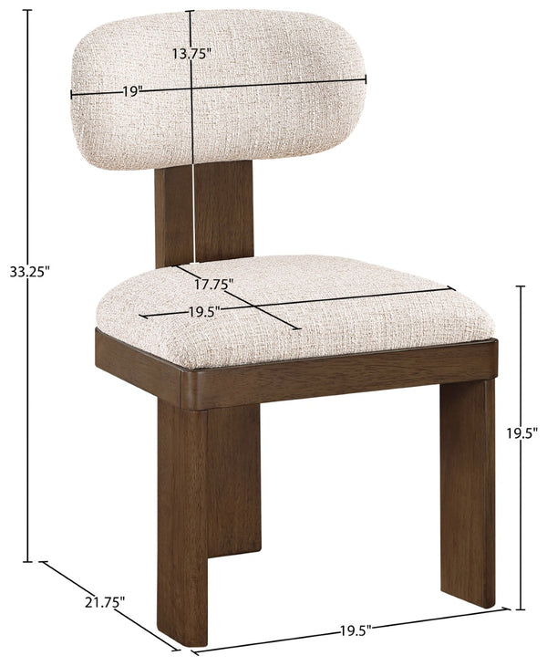 Meridian Furniture Timbra Art Deco Upholstered Dining Chair Linen Weave Fabric Solid Wood Frame Elegant Rooms Beige C 11083Beige-C