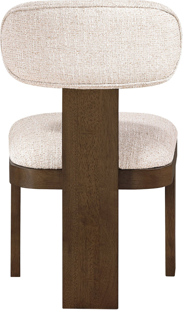Meridian Furniture Timbra Art Deco Upholstered Dining Chair Linen Weave Fabric Solid Wood Frame Elegant Rooms Beige C 11083Beige-C