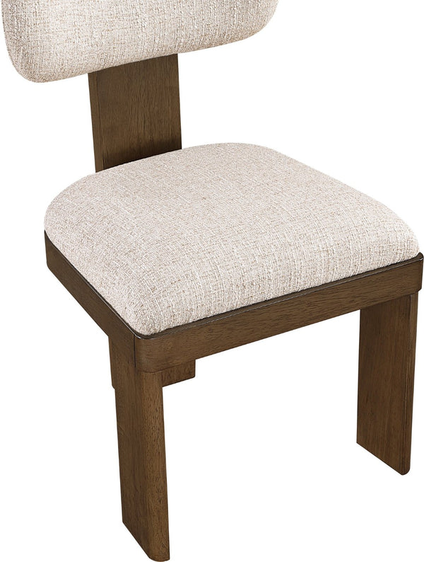 Meridian Furniture Timbra Art Deco Upholstered Dining Chair Linen Weave Fabric Solid Wood Frame Elegant Rooms Beige C 11083Beige-C