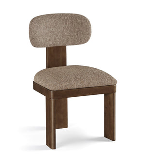 Meridian Furniture Timbra Art Deco Upholstered Dining Chair Linen Weave Fabric Solid Wood Frame Elegant Rooms Brown C 11083Brown-C