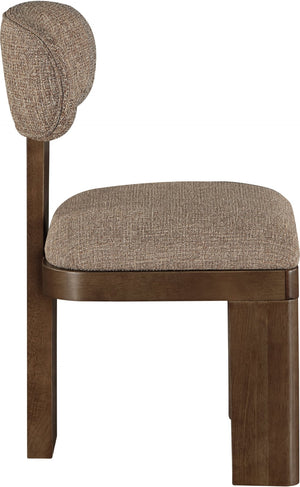 Meridian Furniture Timbra Art Deco Upholstered Dining Chair Linen Weave Fabric Solid Wood Frame Elegant Rooms Brown C 11083Brown-C