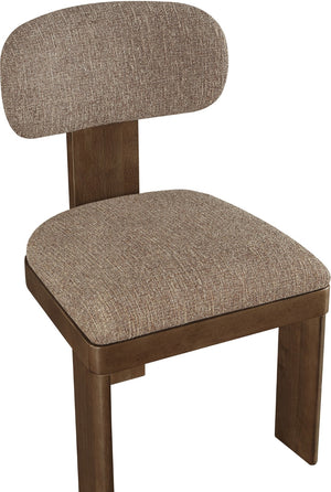 Meridian Furniture Timbra Art Deco Upholstered Dining Chair Linen Weave Fabric Solid Wood Frame Elegant Rooms Brown C 11083Brown-C