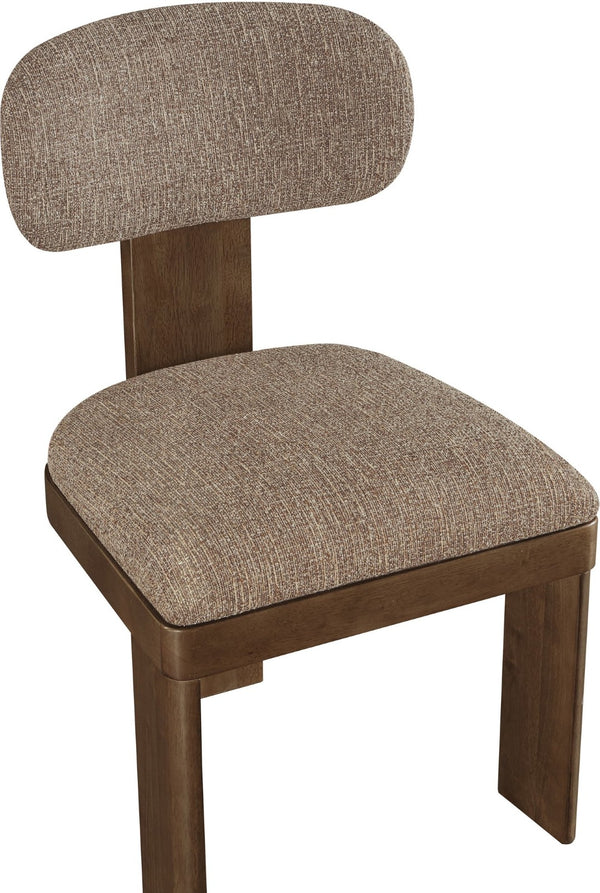 Meridian Furniture Timbra Art Deco Upholstered Dining Chair Linen Weave Fabric Solid Wood Frame Elegant Rooms Brown C 11083Brown-C