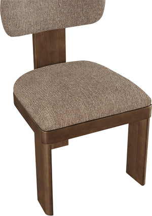 Meridian Furniture Timbra Art Deco Upholstered Dining Chair Linen Weave Fabric Solid Wood Frame Elegant Rooms Brown C 11083Brown-C