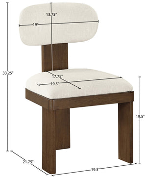 Meridian Furniture Timbra Art Deco Upholstered Dining Chair Linen Weave Fabric Solid Wood Frame Elegant Rooms Cream C 11083Cream-C