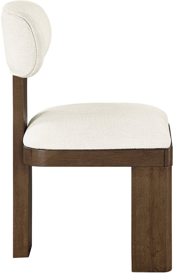 Meridian Furniture Timbra Art Deco Upholstered Dining Chair Linen Weave Fabric Solid Wood Frame Elegant Rooms Cream C 11083Cream-C