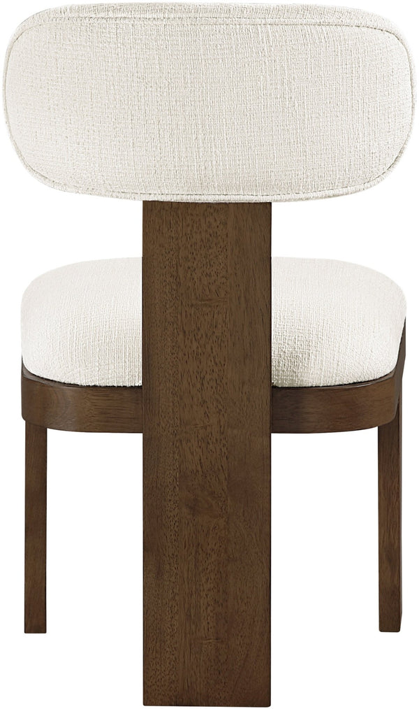 Meridian Furniture Timbra Art Deco Upholstered Dining Chair Linen Weave Fabric Solid Wood Frame Elegant Rooms Cream C 11083Cream-C