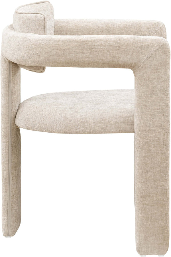 Meridian Furniture Brenda Fully Upholstered Armchair Plush Padded Seating for Modern Dining and Living Rooms Beige Chenille Fabric 11084Beige-C