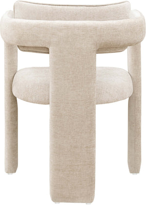 Meridian Furniture Brenda Fully Upholstered Armchair Plush Padded Seating for Modern Dining and Living Rooms Beige Chenille Fabric 11084Beige-C