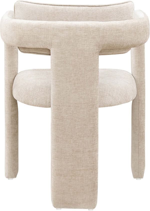 Meridian Furniture Brenda Fully Upholstered Armchair Plush Padded Seating for Modern Dining and Living Rooms Beige Chenille Fabric 11084Beige-C