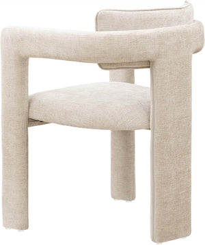 Meridian Furniture Brenda Fully Upholstered Armchair Plush Padded Seating for Modern Dining and Living Rooms Beige Chenille Fabric 11084Beige-C
