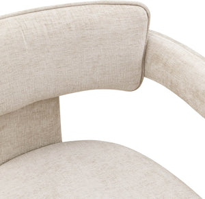 Meridian Furniture Brenda Fully Upholstered Armchair Plush Padded Seating for Modern Dining and Living Rooms Beige Chenille Fabric 11084Beige-C