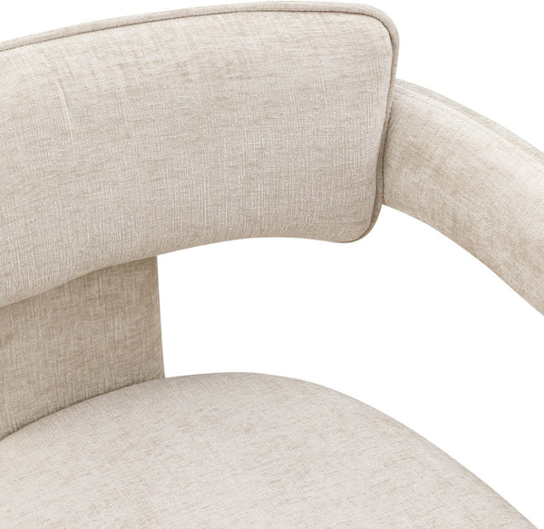 Meridian Furniture Brenda Fully Upholstered Armchair Plush Padded Seating for Modern Dining and Living Rooms Beige Chenille Fabric 11084Beige-C