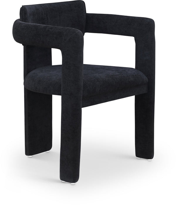 Meridian Furniture Brenda Fully Upholstered Armchair Plush Padded Seating for Modern Dining and Living Rooms Black Chenille Fabric 11084Black-C