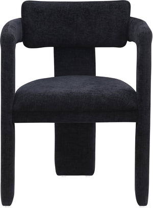 Meridian Furniture Brenda Fully Upholstered Armchair Plush Padded Seating for Modern Dining and Living Rooms Black Chenille Fabric 11084Black-C