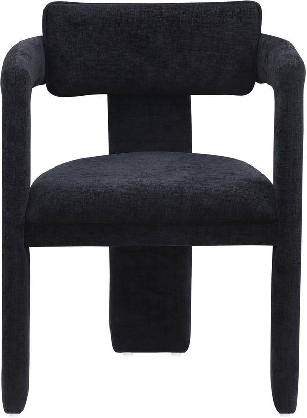 Meridian Furniture Brenda Fully Upholstered Armchair Plush Padded Seating for Modern Dining and Living Rooms Black Chenille Fabric 11084Black-C
