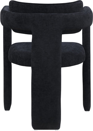 Meridian Furniture Brenda Fully Upholstered Armchair Plush Padded Seating for Modern Dining and Living Rooms Black Chenille Fabric 11084Black-C