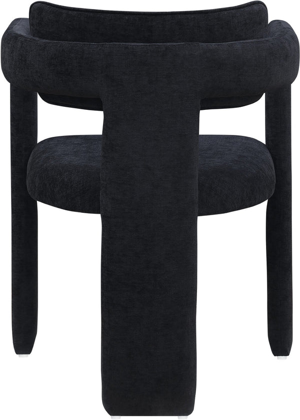 Meridian Furniture Brenda Fully Upholstered Armchair Plush Padded Seating for Modern Dining and Living Rooms Black Chenille Fabric 11084Black-C