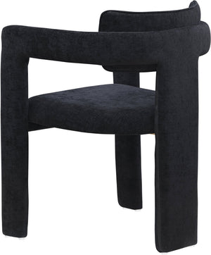 Meridian Furniture Brenda Fully Upholstered Armchair Plush Padded Seating for Modern Dining and Living Rooms Black Chenille Fabric 11084Black-C