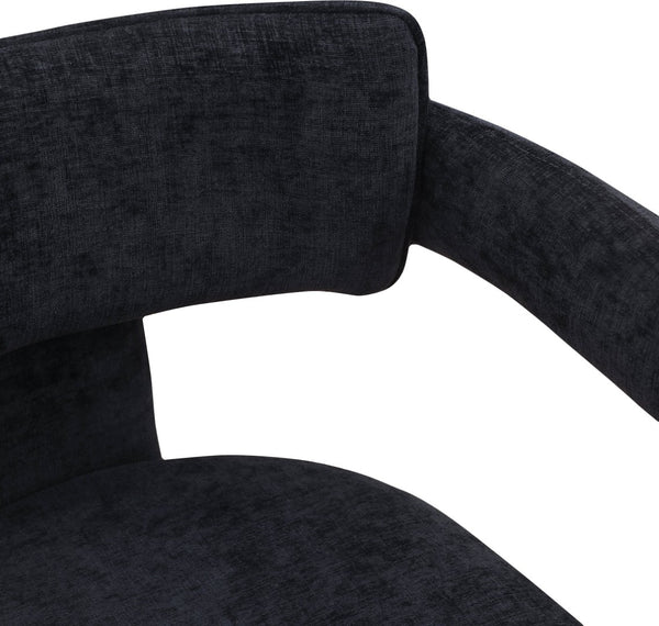 Meridian Furniture Brenda Fully Upholstered Armchair Plush Padded Seating for Modern Dining and Living Rooms Black Chenille Fabric 11084Black-C