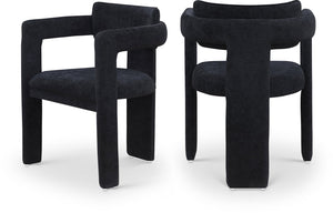 Meridian Furniture Brenda Fully Upholstered Armchair Plush Padded Seating for Modern Dining and Living Rooms Black Chenille Fabric 11084Black-C