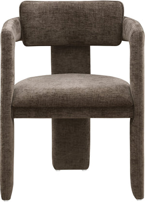 Meridian Furniture Brenda Fully Upholstered Armchair Plush Padded Seating for Modern Dining and Living Rooms Brown Chenille Fabric 11084Brown-C