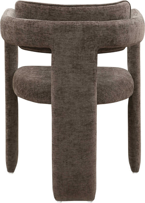 Meridian Furniture Brenda Fully Upholstered Armchair Plush Padded Seating for Modern Dining and Living Rooms Brown Chenille Fabric 11084Brown-C