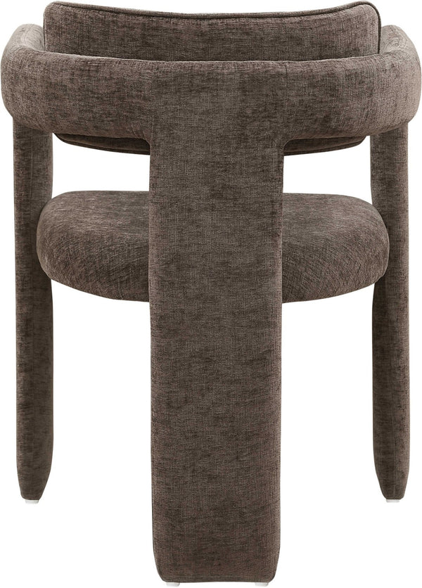 Meridian Furniture Brenda Fully Upholstered Armchair Plush Padded Seating for Modern Dining and Living Rooms Brown Chenille Fabric 11084Brown-C