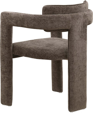Meridian Furniture Brenda Fully Upholstered Armchair Plush Padded Seating for Modern Dining and Living Rooms Brown Chenille Fabric 11084Brown-C