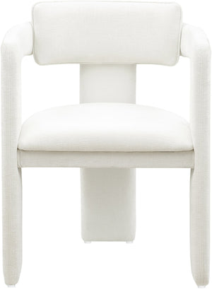 Meridian Furniture Brenda Fully Upholstered Armchair Plush Padded Seating for Modern Dining and Living Rooms Cream Chenille Fabric 11084Cream-C