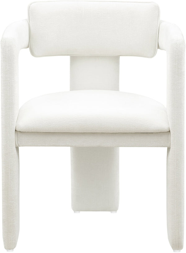 Meridian Furniture Brenda Fully Upholstered Armchair Plush Padded Seating for Modern Dining and Living Rooms Cream Chenille Fabric 11084Cream-C