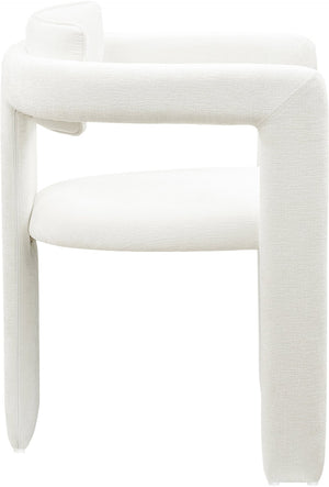 Meridian Furniture Brenda Fully Upholstered Armchair Plush Padded Seating for Modern Dining and Living Rooms Cream Chenille Fabric 11084Cream-C