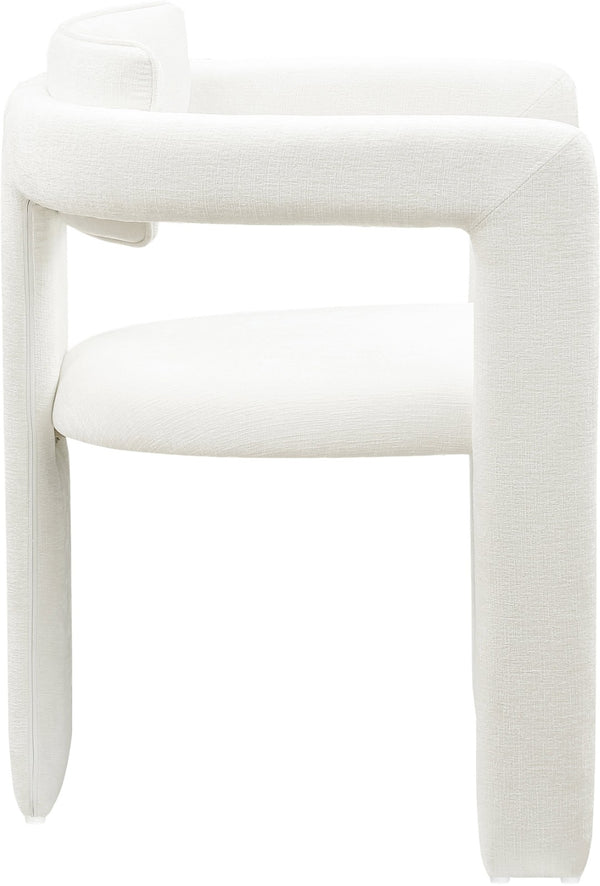 Meridian Furniture Brenda Fully Upholstered Armchair Plush Padded Seating for Modern Dining and Living Rooms Cream Chenille Fabric 11084Cream-C
