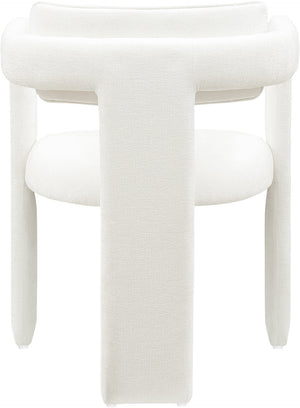 Meridian Furniture Brenda Fully Upholstered Armchair Plush Padded Seating for Modern Dining and Living Rooms Cream Chenille Fabric 11084Cream-C