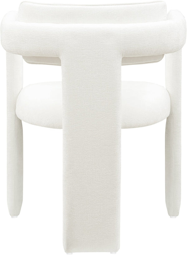 Meridian Furniture Brenda Fully Upholstered Armchair Plush Padded Seating for Modern Dining and Living Rooms Cream Chenille Fabric 11084Cream-C