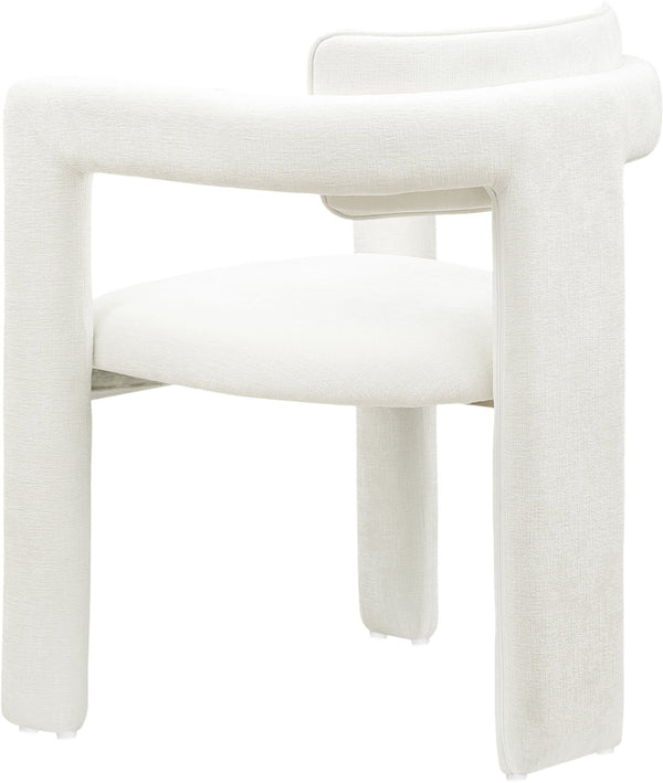Meridian Furniture Brenda Fully Upholstered Armchair Plush Padded Seating for Modern Dining and Living Rooms Cream Chenille Fabric 11084Cream-C