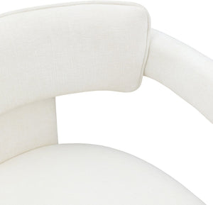 Meridian Furniture Brenda Fully Upholstered Armchair Plush Padded Seating for Modern Dining and Living Rooms Cream Chenille Fabric 11084Cream-C