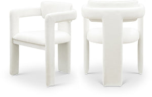 Meridian Furniture Brenda Fully Upholstered Armchair Plush Padded Seating for Modern Dining and Living Rooms Cream Chenille Fabric 11084Cream-C