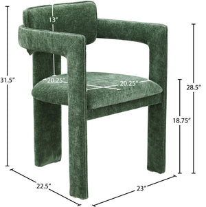 Meridian Furniture Brenda Fully Upholstered Armchair Plush Padded Seating for Modern Dining and Living Rooms Green Chenille Fabric 11084Green-C
