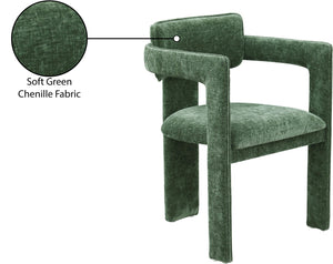 Meridian Furniture Brenda Fully Upholstered Armchair Plush Padded Seating for Modern Dining and Living Rooms Green Chenille Fabric 11084Green-C