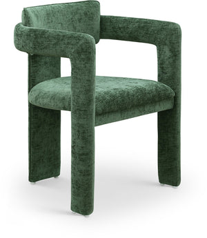 Meridian Furniture Brenda Fully Upholstered Armchair Plush Padded Seating for Modern Dining and Living Rooms Green Chenille Fabric 11084Green-C