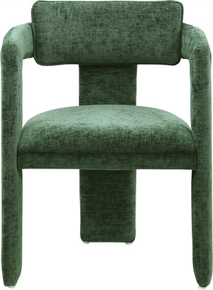 Meridian Furniture Brenda Fully Upholstered Armchair Plush Padded Seating for Modern Dining and Living Rooms Green Chenille Fabric 11084Green-C