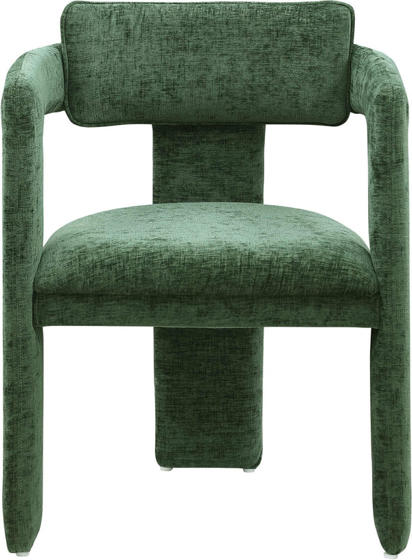 Meridian Furniture Brenda Fully Upholstered Armchair Plush Padded Seating for Modern Dining and Living Rooms Green Chenille Fabric 11084Green-C