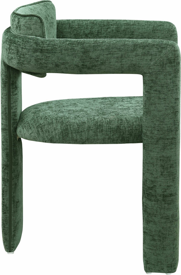Meridian Furniture Brenda Fully Upholstered Armchair Plush Padded Seating for Modern Dining and Living Rooms Green Chenille Fabric 11084Green-C