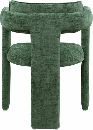 Meridian Furniture Brenda Fully Upholstered Armchair Plush Padded Seating for Modern Dining and Living Rooms Green Chenille Fabric 11084Green-C