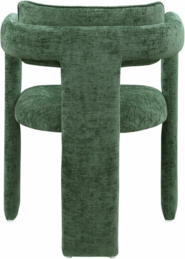 Meridian Furniture Brenda Fully Upholstered Armchair Plush Padded Seating for Modern Dining and Living Rooms Green Chenille Fabric 11084Green-C