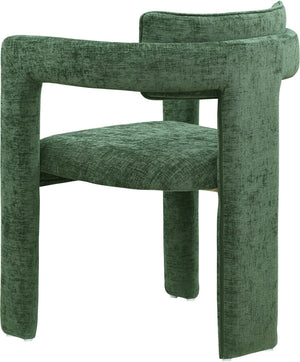 Meridian Furniture Brenda Fully Upholstered Armchair Plush Padded Seating for Modern Dining and Living Rooms Green Chenille Fabric 11084Green-C